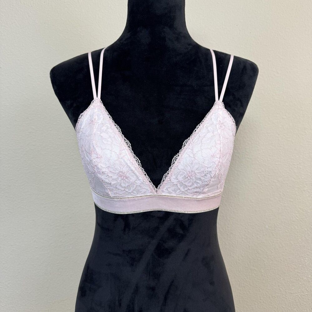 B.tempt'd Bralette Womens Medium Pink Lace Triangle Goth Princess Festival Fairy